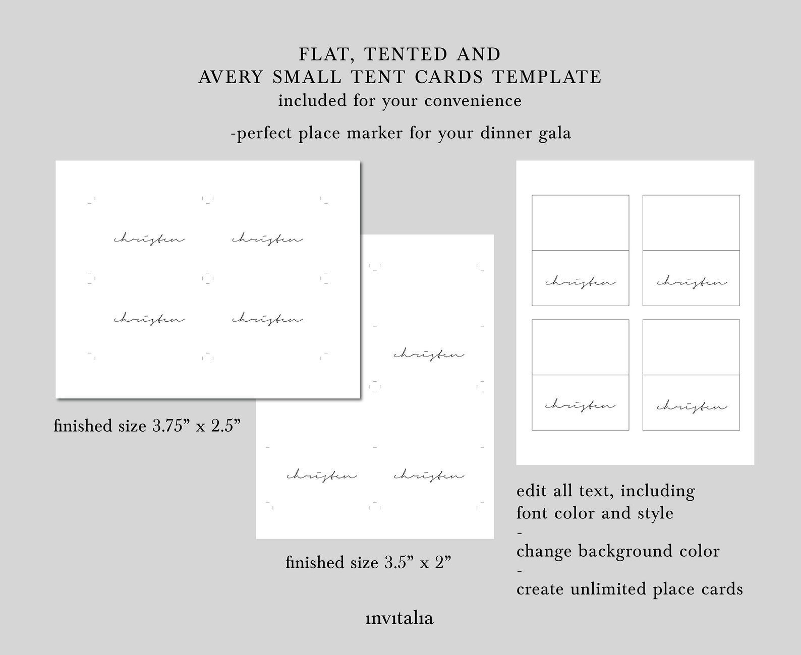 Place Card Template, Printable Wedding Place Cards, Wedding Place Cards ...