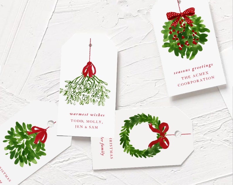 Editable Christmas Holiday Tags - Christmas Gift Tags - Printable Holiday Gift Favor Tags PDF - Customizable Print & Cut Gift Tag Template 