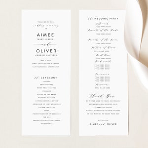 Elegant Calligraphy Wedding Program Template, Program For Wedding, Printable Wedding Program, Editable Wedding Program Templett