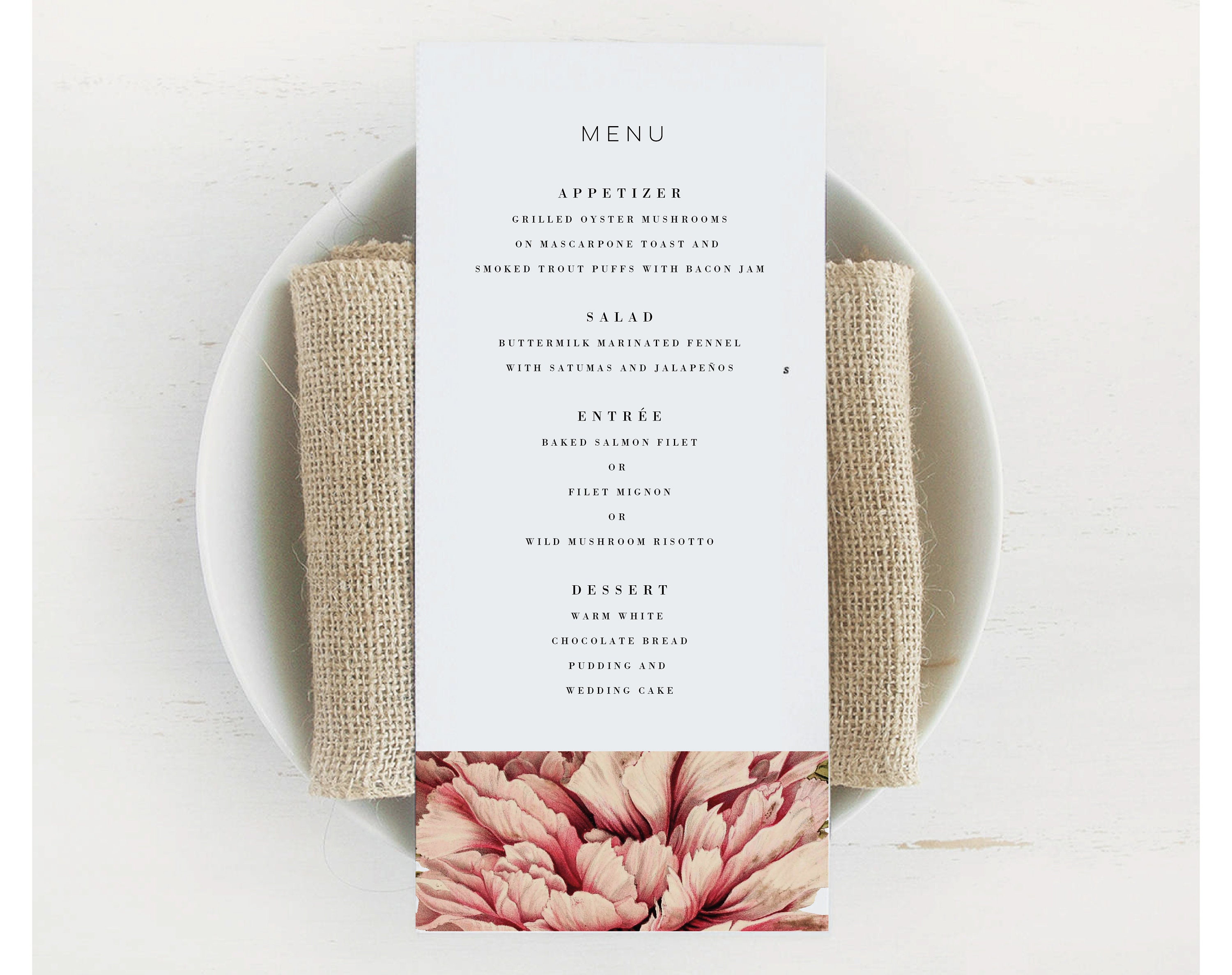 Printable Wedding Menu Template DIY Wedding Menu Simple and - Etsy
