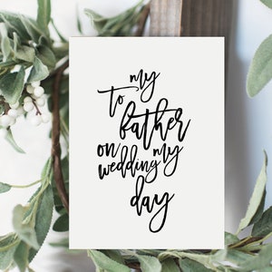 TO MY FATHER on my wedding day printable template modern calligraphy Wedding thank you card simple elegant card instant download templett