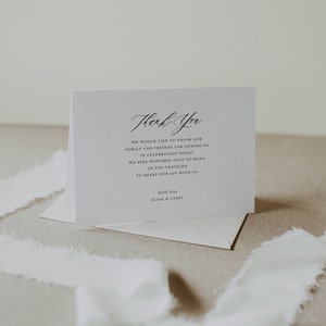 Modèle de carte de remerciement de mariage, cartes de remerciement de mariage, cartes de remerciement personnalisées, cartes personnalisées, cartes de note de calligraphie Simple EC