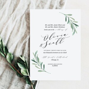 Botanical Wedding Invitation Template Download, Printable Greenery Wedding Invitation, Templett Instant Download image 10