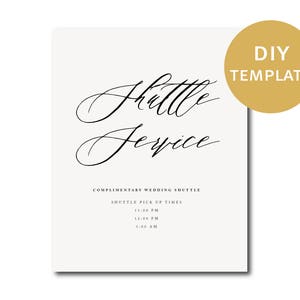 Wedding Shuttle Service Sign Template, Complimentary Shuttle Sign, Printable Wedding Shuttle Sign, Editable Shuttle Sign Wedding, EC imagem 3