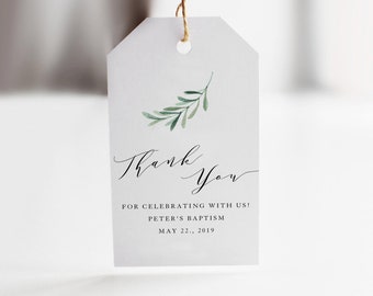 Wedding Favor Tags, Thank You Template, Editable, Printable, Personalized, Olive Branch Wedding Theme, Merci, Thanks, DIY Favour Labels