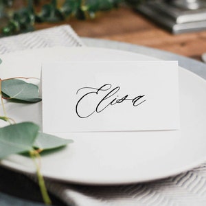 Plantillas para tarjetas de nombre de boda, tarjetas de lugar de boda editables, tarjetas de nombre con caligrafía, plantillas románticas para tarjetas de lugar, tarjetas de lugar imprimibles, EC