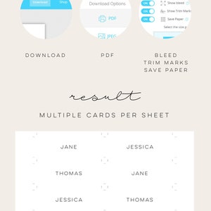 Place Card Template, Script Name Card Tag, Escort Cards, Modern Wedding, Name Seating Card, Editable Place Cards, Templett image 8
