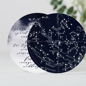 Constellation Wedding Menu, Navy Blue Star Celestial Menu Cards, Starry Night Table Decor, Cosmos Wedding Stationery image 5