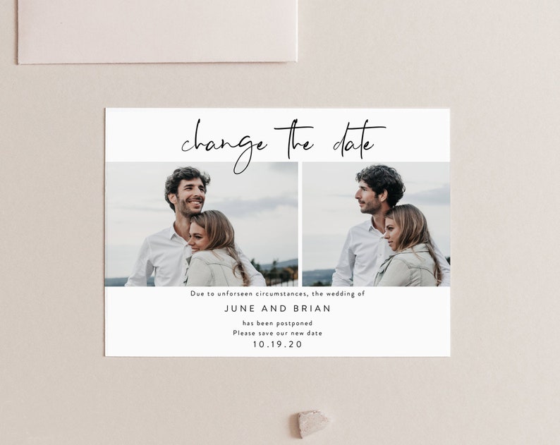 Photo UnSave The Date, Change Of Plans, Postponed Wedding Invitation Template, Text Message or Email Invite, Cancel Wedding Announcement image 4