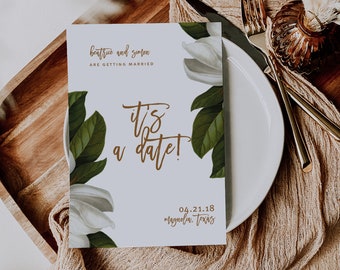 Magnolia Save the Date, Botanical, Southern Wedding, Georgia, Spring, SAVE DATE TEMPLATE, magnolia template, Outdoor, Rustic, Garden,