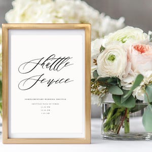 Wedding Shuttle Service Sign Template, Complimentary Shuttle Sign, Printable Wedding Shuttle Sign, Editable Shuttle Sign Wedding, EC imagem 9