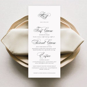 Wedding Menu Template, Printable Wedding Menu Card, Dinner Menu, DIY Menu Card Template, Formal Wedding Menu, Modern Bridal Shower Menu