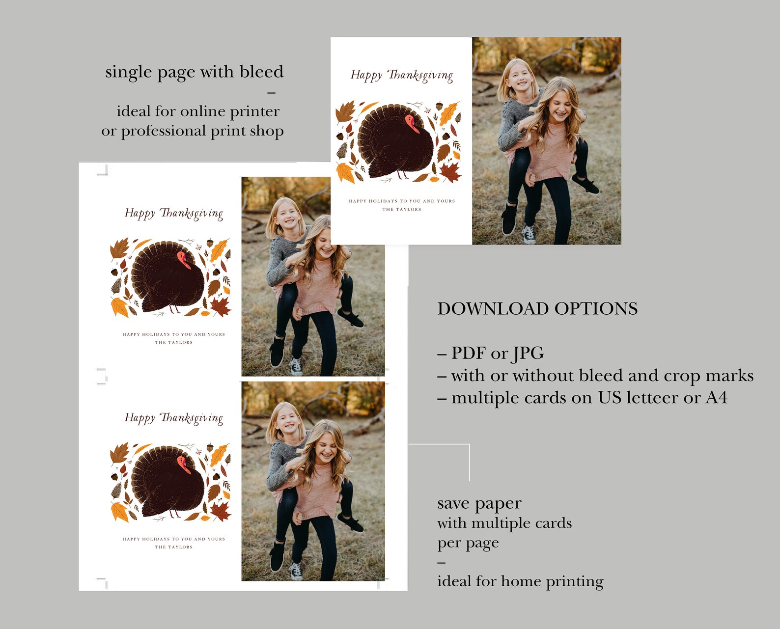 Printable Thanksgiving Card with Photo Add Own Photo | Etsy