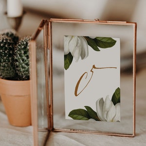 WHITE MAGNOLIA Instant Printable Table Number, Table Number, Garden Wedding Table Numbers, Wedding Table Cards, Botanical Number Cards, WM