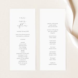 Minimalist Wedding Program Template, Modern Wedding Program, Minimal Wedding Program, Printable Program Wedding, Instant Templett, EL