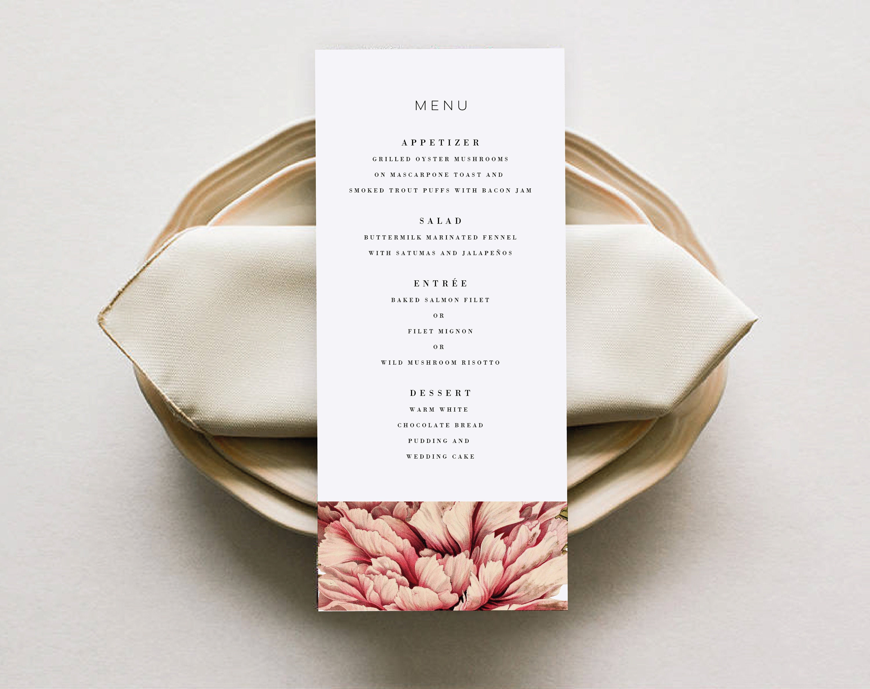 Printable Wedding Menu Template DIY Wedding Menu Simple and - Etsy