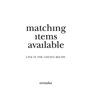 May include: Text overlay on a white background that reads "matching items available" with the text "LINK IN THE LISTING BELOW" and "invitalia" below.