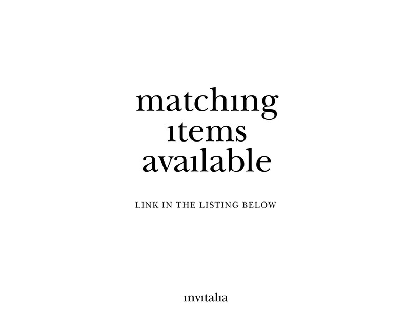 May include: Text overlay on a white background that reads "matching items available" with the text "LINK IN THE LISTING BELOW" and "invitalia" below.