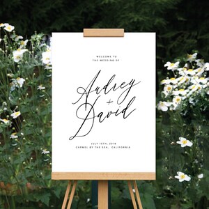 Welcome template, Wedding templates, Editable wedding sign template, Welcome to our wedding, Minimalist wedding signs, Calligraphy font image 5