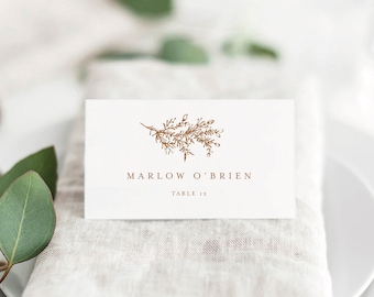 Editable Wedding Place Cards, Modern Elegant Table Place Card Template, Gold Escort Card Template, MM