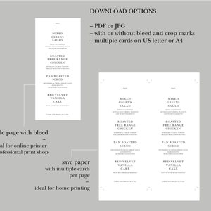 Printable Wedding Menu, Wedding Menu Template, Wedding Menu Card, Simple Menu, Minimalist Menu, Reception Menu, EM image 7