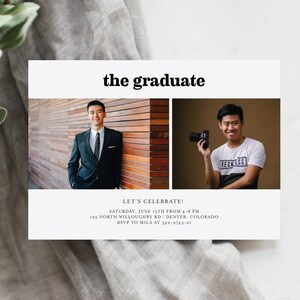 Graduation Party Invitation, Instant Download DIY Boys Girls Mens Womens Editable Template Printable Templett w/ Photo Try Before You Buy GR image 5