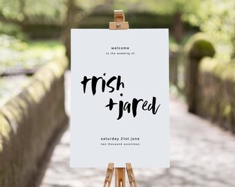 Wedding Welcome Sign Template, 100% Editable, Instant Download, Handlettered, Modern Calligraphy, DIY Printable Wedding Poster, HW