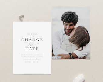 INSTANT DOWNLOAD Change the Date Card, Change the Date Card, Change Our Date, Wedding Date Change, Edit Now