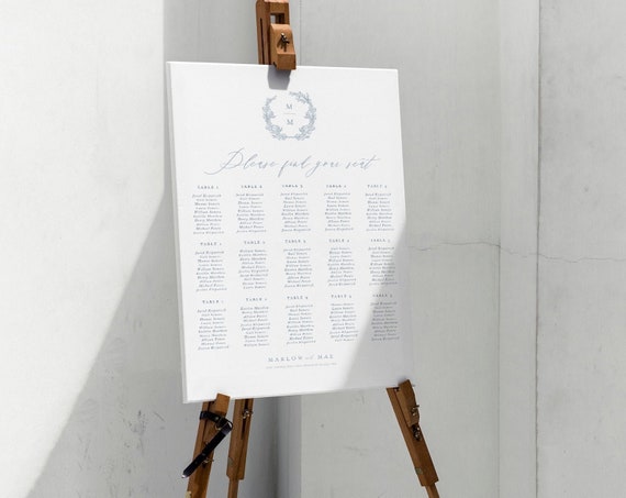 Wedding Seating Chart Template, Luxury Calligraphy, Elegant Seating Plan, Printable, Editable Sign, Templett INSTANT Download, Vertical, MM