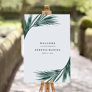 Tropical Wedding Sign Template Printable Wedding Welcome Sign Reception Sign beach Sign Palm Welcome Sign destination Wedding Ceremony Sign image 3