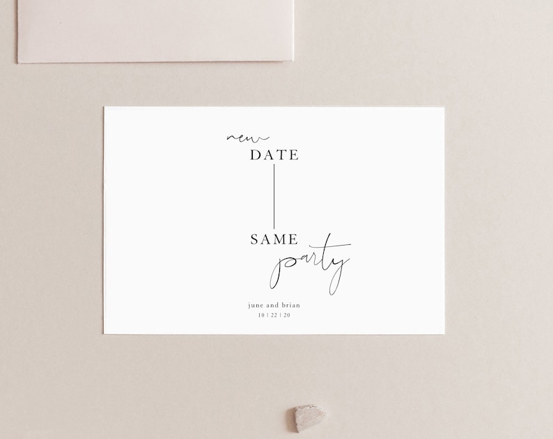 Minimalist New Date Announcement Template, New Date Wedding, Change of Plans Wedding, Same Wedding New Date, Wedding Reschedule, Same Party image 10