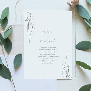 Wedding Invitation Template, Printable Wedding Invite, Instant Download Digital Editable, SIMPLE CALLIGRAPHY Floral Art, simple invitation image 9
