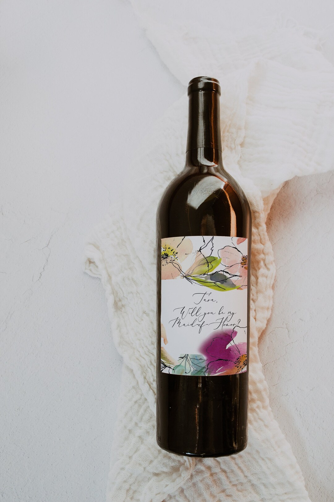 Self-editing Wine Bottle Label Template, Printable Wedding Wine Sticker ...