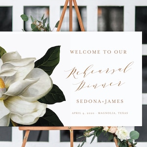 Magnolia Rehearsal Dinner Welcome Sign, Garden Rehearsal Dinner Welcome Welcome Poster, Magnolia Welcome Sign, Horizontal, Landscape