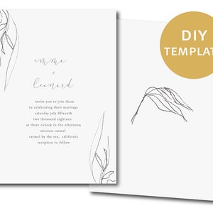 Wedding Invitation Template, Printable Wedding Invite, Instant Download Digital Editable, SIMPLE CALLIGRAPHY Floral Art, simple invitation image 8