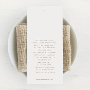 Minimalist Dinner Party Menu, Classic Wedding Reception, Statement Wedding, Editable Menu, Wedding Supper Menu, Gala Menu Card, Download, EM