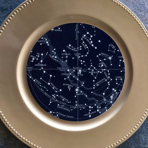 Constellation Wedding Menu, Navy Blue Star Celestial Menu Cards, Starry Night Table Decor, Cosmos Wedding Stationery image 2