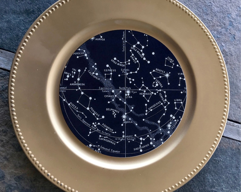 Constellation Wedding Menu, Navy Blue Star Celestial Menu Cards, Starry Night Table Decor, Cosmos Wedding Stationery image 2