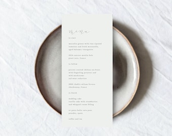 Minimalist Menu Template Download Modern Wedding Menu Simple Menu Cards Editable Menu Simple Wedding DIY Menu, EL