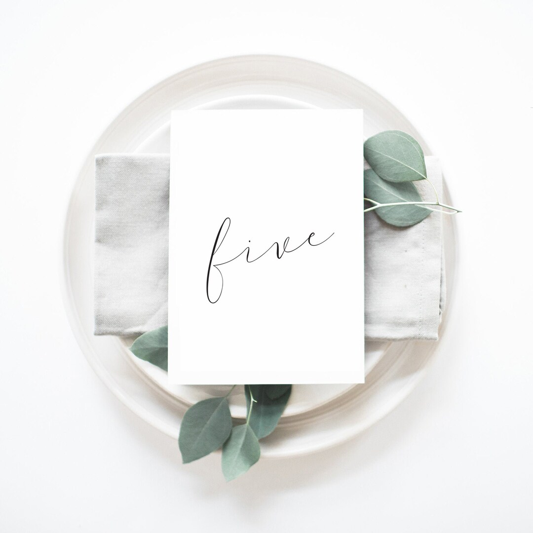 Minimalist Table Number Template 5x7 Printable Classic Simple Editable ...