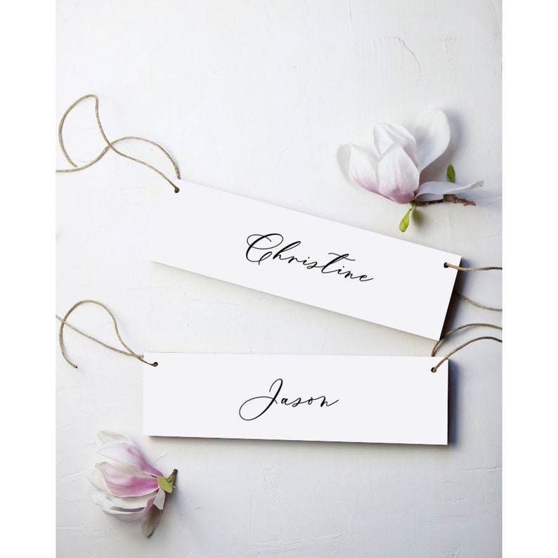 Place Card Template, Script Name Card Tag, Escort Cards, Modern Wedding, Name Seating Card, Editable Place Cards, Templett image 9
