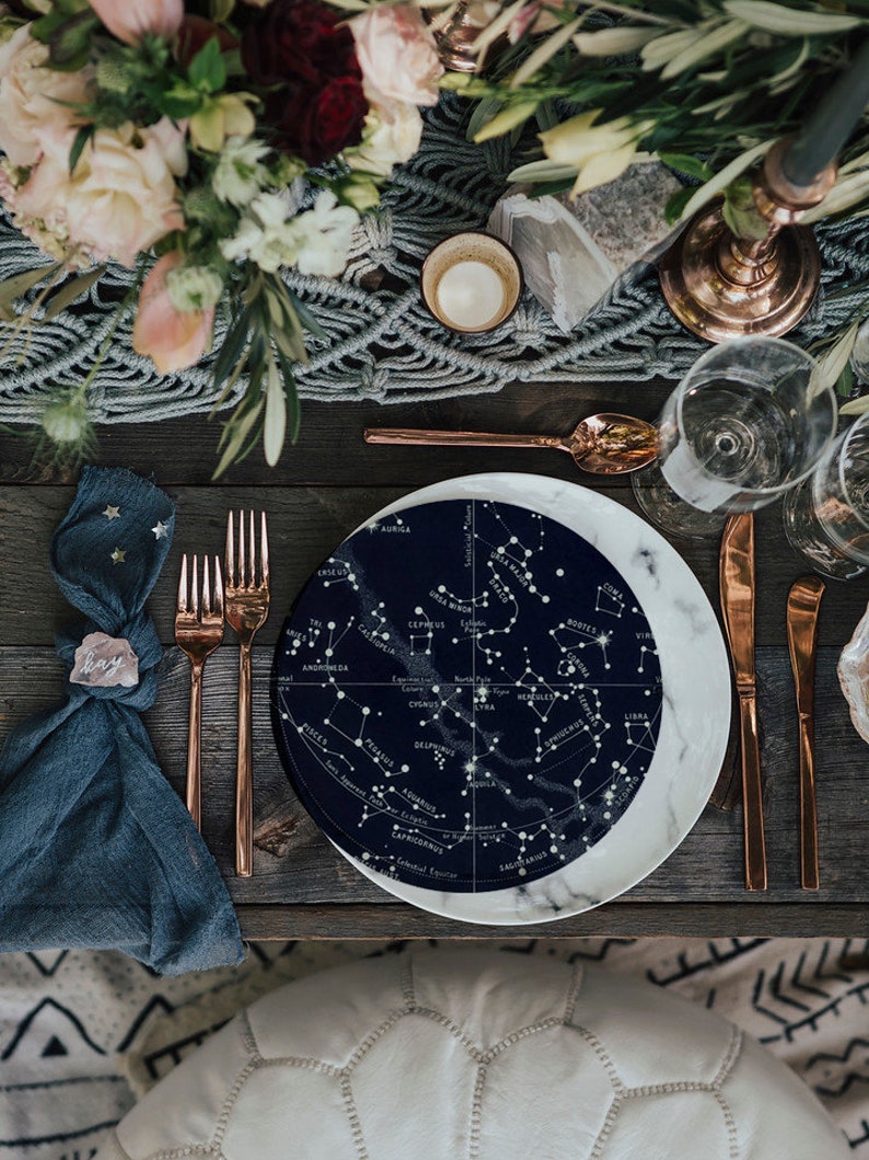 Constellation Wedding Menu, Navy Blue Star Celestial Menu Cards, Starry Night Table Decor, Cosmos Wedding Stationery image 8