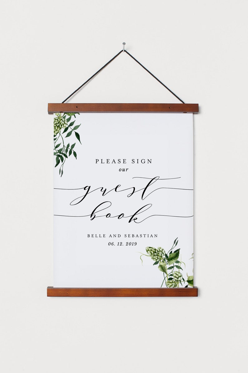 Printable Guest Book Sign Template, Modern Guestbook Sign, Rustic Guestbook Sign, Please Sign Our Guestbook, Editable Wedding Sign, Hops image 6