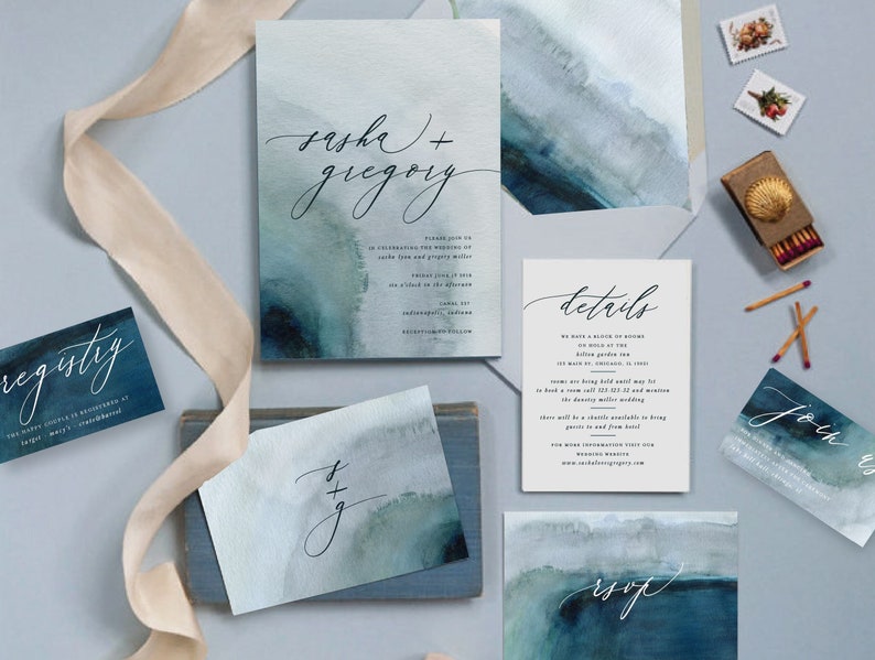 Watercolor Hochzeitseinladung