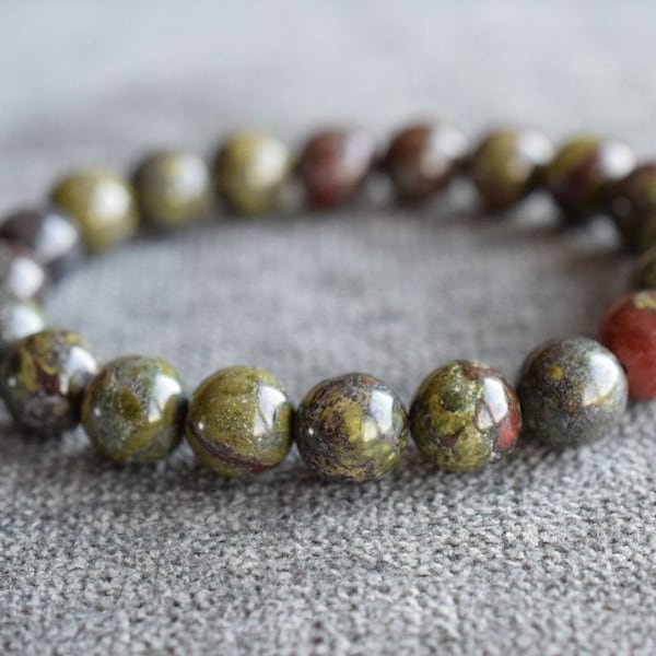 Dragon blood jasper bracelet, jasper jewelry, 10 mm bead bracelet