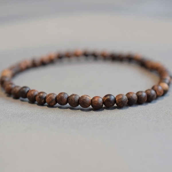 Men's bead bracelet, petite sandalwood bracelet, tiny wood bead bracelet, gift for men