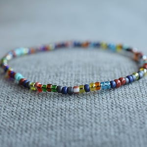 Multicolor men's beaded bracelet, thin bead bracelet for men, gift for men