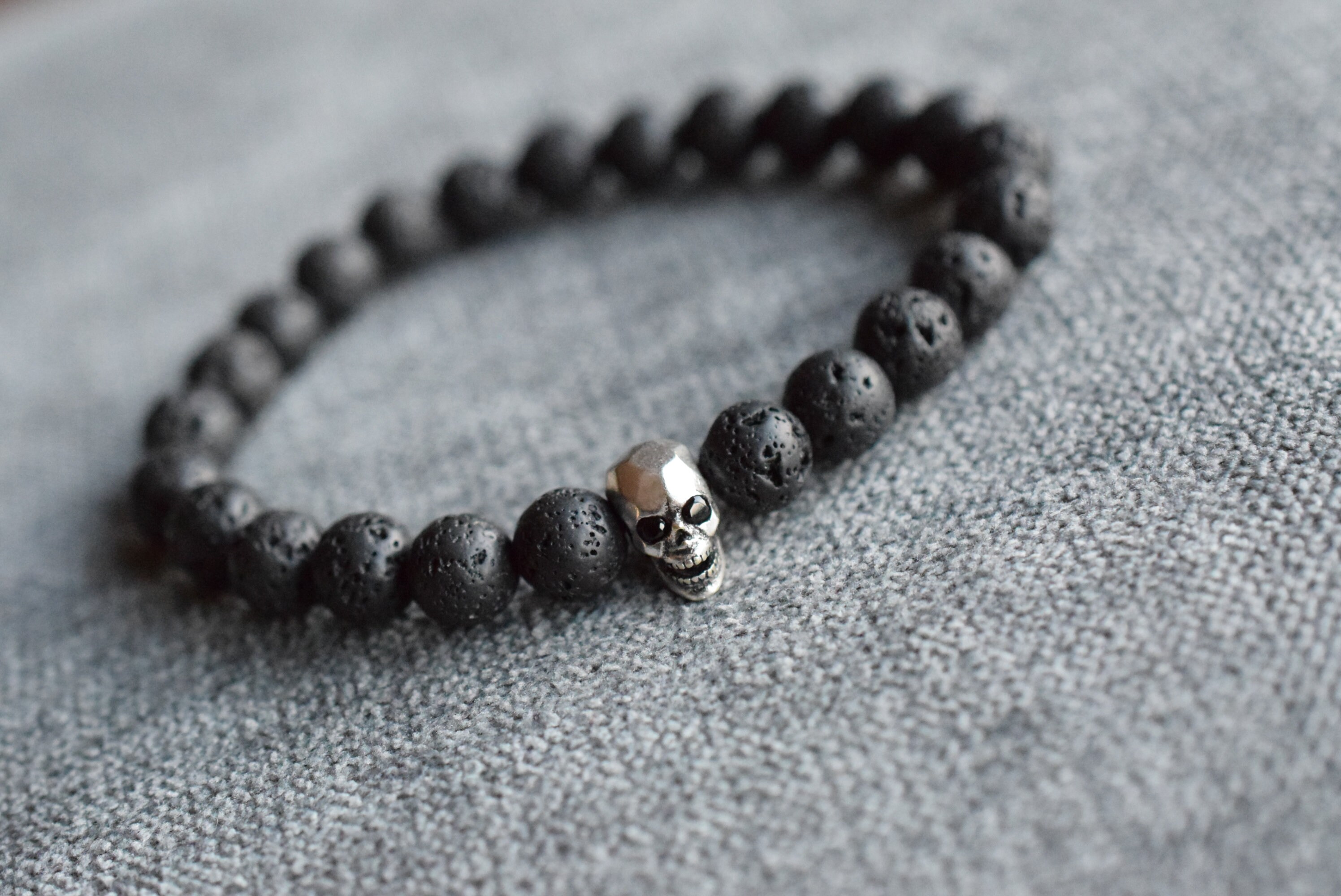 silver black beads bracelet