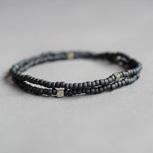 Pyrite men's beaded bracelet double strand bracelet, mens thin bracelet, boyfriend gift
