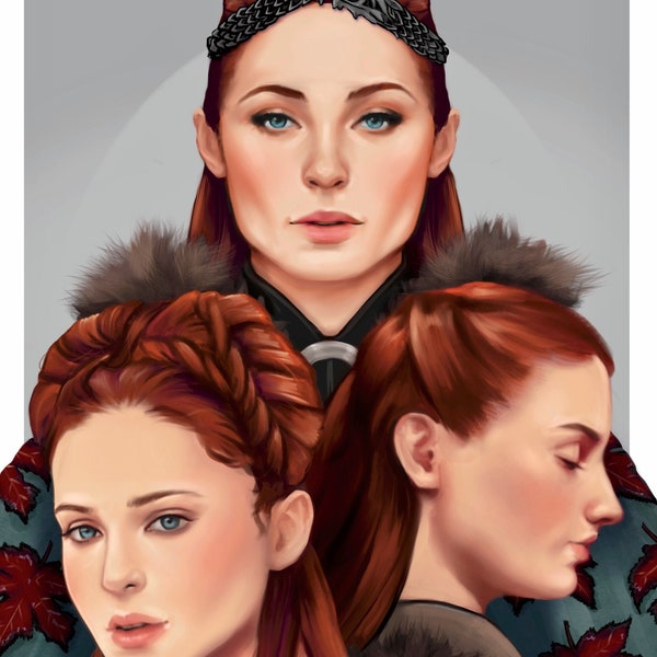 Sansa Stark Art Print - Porcelain Ivory Steel
